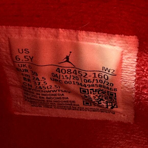 Size 6.5 - Nike Air Jordan 4 Retro OG GS Fire Red 2020 Men's Shoes - Picture 8 of 9